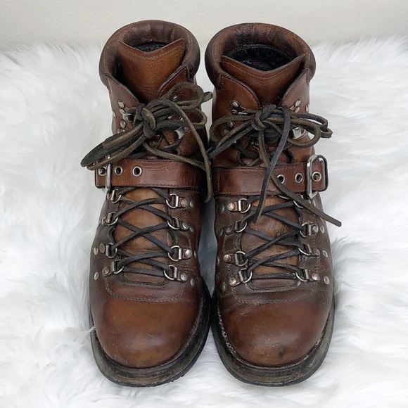Prada Brown Leather Combat Moto Boots Men’s Size 8 - Picture 3 of 7